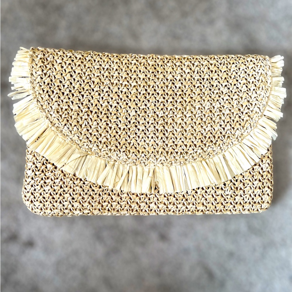 Elegant Cream Woven Clutch